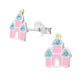 Castle - 925 Sterling Silver Kids Ear Studs SD37107