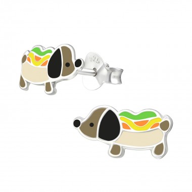 Puppy Hot Dog - 925 Sterling Silver Kids Ear Studs SD37110