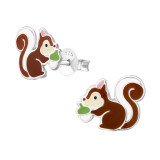 Squirrel - 925 Sterling Silver Kids Ear Studs SD37135