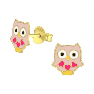 Owl - 925 Sterling Silver Kids Ear Studs SD38163