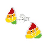 Poo Emoji - 925 Sterling Silver Kids Ear Studs SD38384