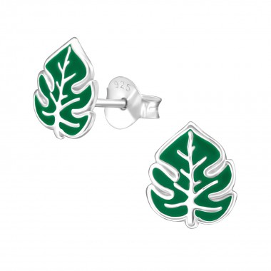 Leaf - 925 Sterling Silver Kids Ear Studs SD38496