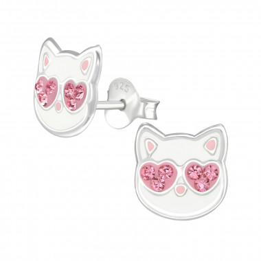 Cat - 925 Sterling Silver Kids Ear Studs SD38504