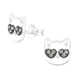 Cat - 925 Sterling Silver Kids Ear Studs SD38529