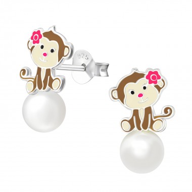 Monkey - 925 Sterling Silver Kids Ear Studs SD38580