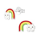Rainbow Cat - 925 Sterling Silver Kids Ear Studs SD39298