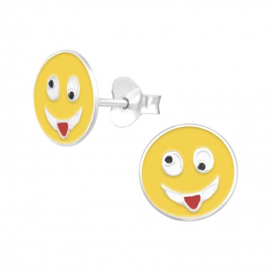 Crazy Face - 925 Sterling Silver Kids Ear Studs SD39398