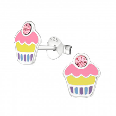 Cupcake - 925 Sterling Silver Kids Ear Studs SD39857