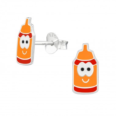 Milk Bottles - 925 Sterling Silver Kids Ear Studs SD39944