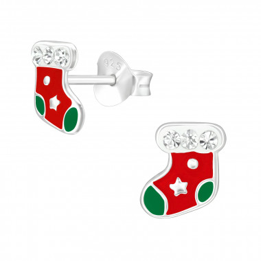 Christmas Stockings - 925 Sterling Silver Kids Ear Studs SD40316