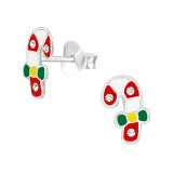 Candy Canes - 925 Sterling Silver Kids Ear Studs SD40318