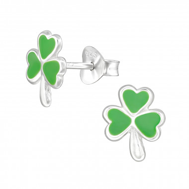 Lucky Clover - 925 Sterling Silver Kids Ear Studs SD40319