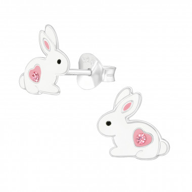 Rabbit - 925 Sterling Silver Kids Ear Studs SD40324