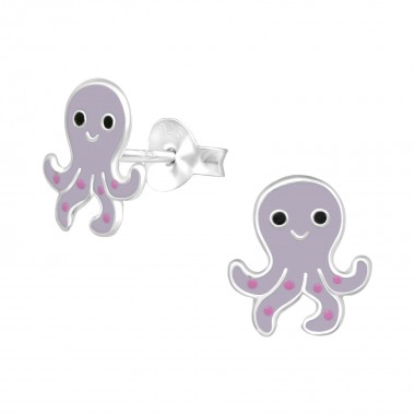 Squid - 925 Sterling Silver Kids Ear Studs SD40336