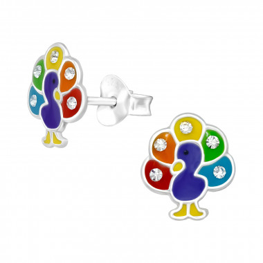 Peacock - 925 Sterling Silver Kids Ear Studs SD40340