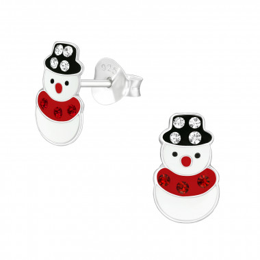 Snowman - 925 Sterling Silver Kids Ear Studs SD40348