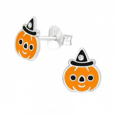 Pumpkin - 925 Sterling Silver Kids Ear Studs SD40359