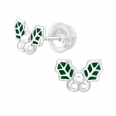 Holly Leaf - 925 Sterling Silver Kids Ear Studs SD40380