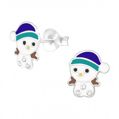 Snowman - 925 Sterling Silver Kids Ear Studs SD40508