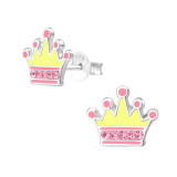 Crown - 925 Sterling Silver Kids Ear Studs SD40672