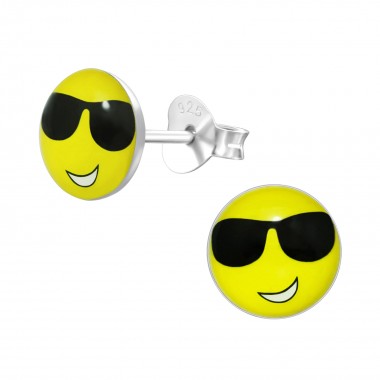 Cool Face - 925 Sterling Silver Kids Ear Studs SD40678