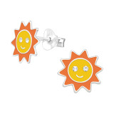 Sun - 925 Sterling Silver Kids Ear Studs SD41498