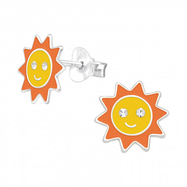 Sun - 925 Sterling Silver Kids Ear Studs SD41498