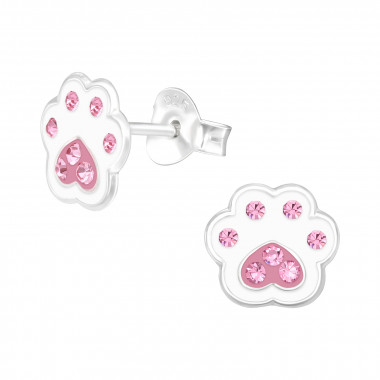 Paw Print - 925 Sterling Silver Kids Ear Studs SD41505