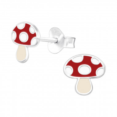 Children's Silver Hat Ear Studs With Crystal And Epoxy - 925 Sterling Silver Kids Ear Studs SD41517