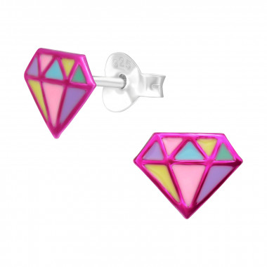 Diamond Shaped - 925 Sterling Silver Kids Ear Studs SD42033