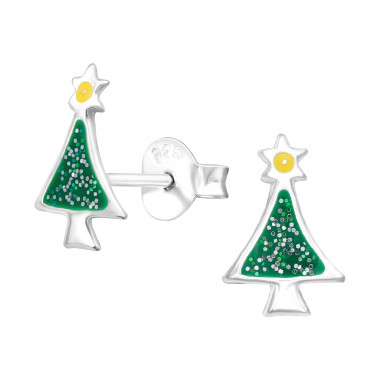 Christmas Tree - 925 Sterling Silver Kids Ear Studs SD42539
