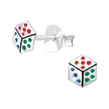 Dice - 925 Sterling Silver Kids Ear Studs SD42548