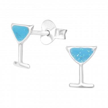 Cocktail Glass - 925 Sterling Silver Kids Ear Studs SD42755