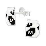 Milk Carton - 925 Sterling Silver Kids Ear Studs SD42904