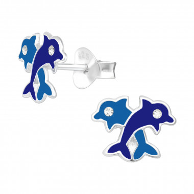 Dolphins - 925 Sterling Silver Kids Ear Studs SD42911