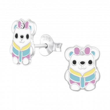 Bear - 925 Sterling Silver Kids Ear Studs SD43037