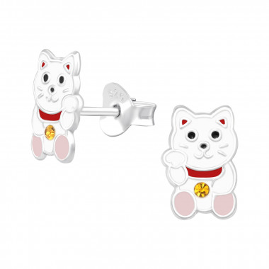 Cat - 925 Sterling Silver Kids Ear Studs SD43043