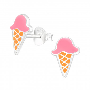 Ice Cream - 925 Sterling Silver Kids Ear Studs SD43096