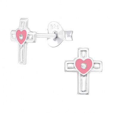 Cross - 925 Sterling Silver Kids Ear Studs SD43159