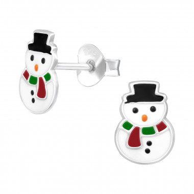 Snowman - 925 Sterling Silver Kids Ear Studs SD43163