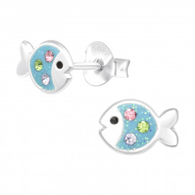 Fish - 925 Sterling Silver Kids Ear Studs SD43169