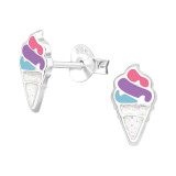 Ice Cream - 925 Sterling Silver Kids Ear Studs SD43217