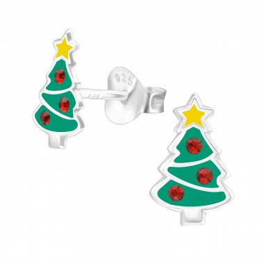 Christmas Tree - 925 Sterling Silver Kids Ear Studs SD43883