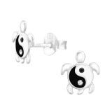 Yin And Yang Turtle - 925 Sterling Silver Kids Ear Studs SD44241