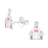 Castle - 925 Sterling Silver Kids Ear Studs SD44570