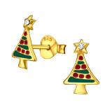 Christmas Tree - 925 Sterling Silver Kids Ear Studs SD44731
