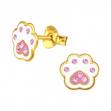 Paw Print - 925 Sterling Silver Kids Ear Studs SD44743