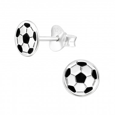 Laser Cut Football - 925 Sterling Silver Kids Ear Studs SD44764