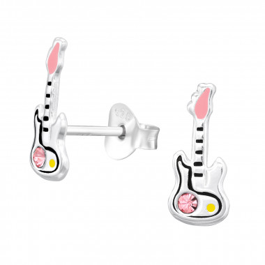 Guitar - 925 Sterling Silver Kids Ear Studs SD45377