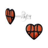 Basketball Heart - 925 Sterling Silver Kids Ear Studs SD45382